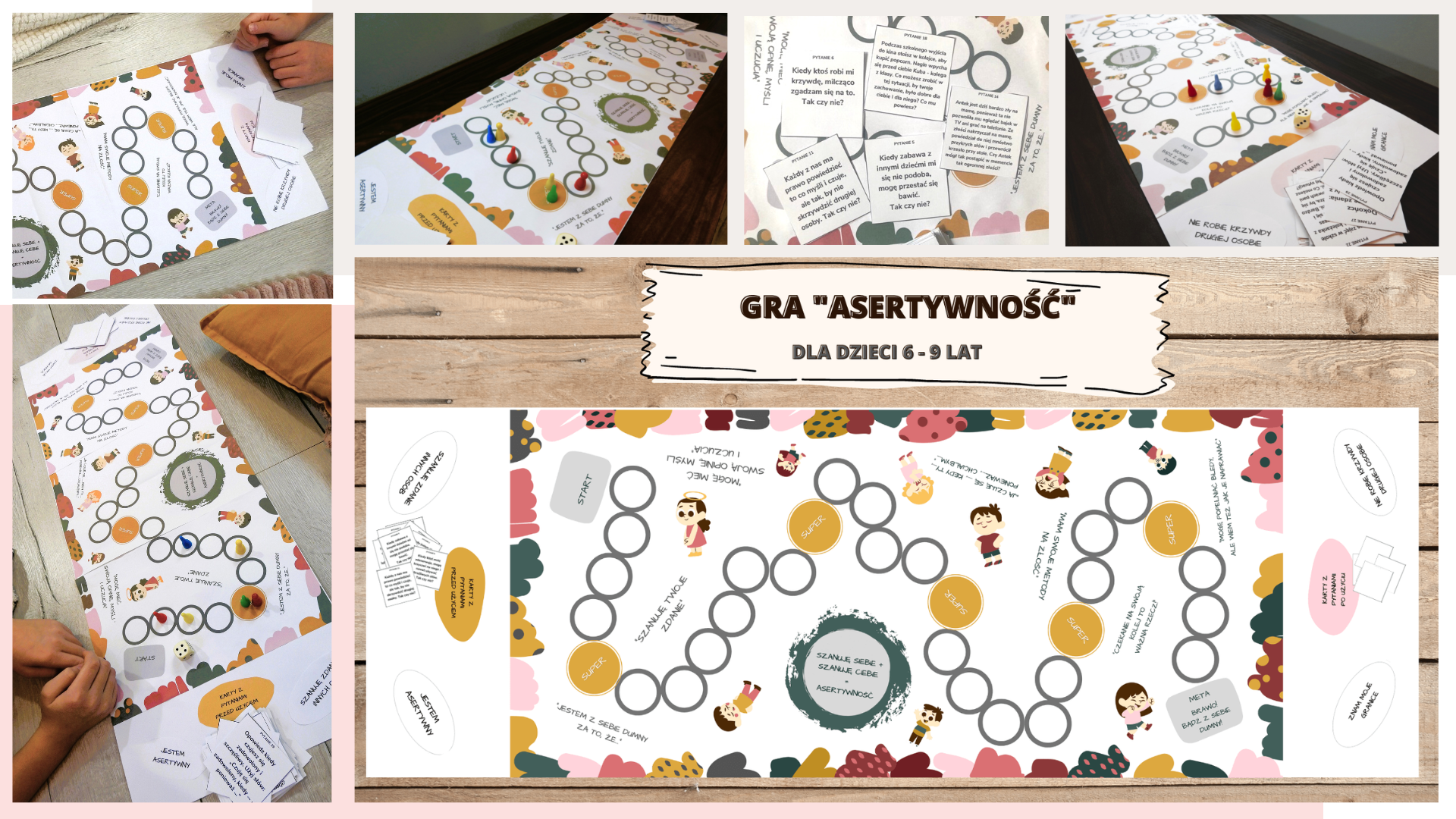 Gra planszowa „Asertywność” dla dzieci 6-9 lat. Pomoc edukacyjna do druku asertywność dzieci 