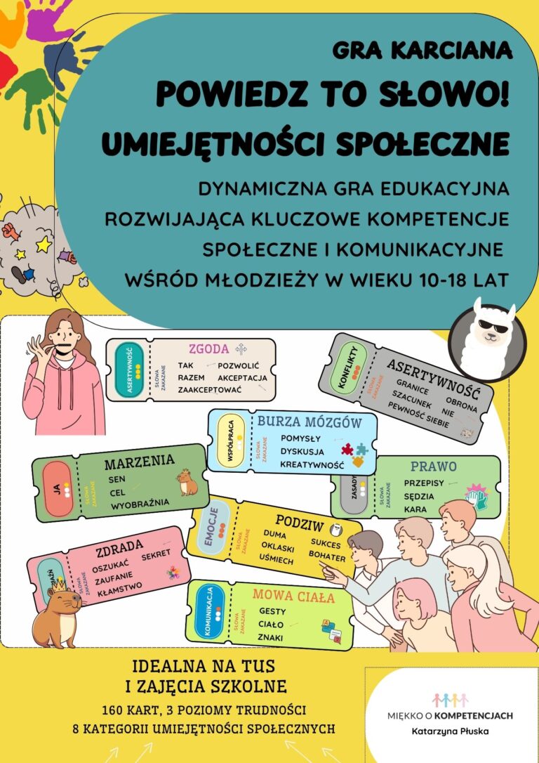 Gra planszowa „Powiedz to słowo!” dla młodzieży do druku