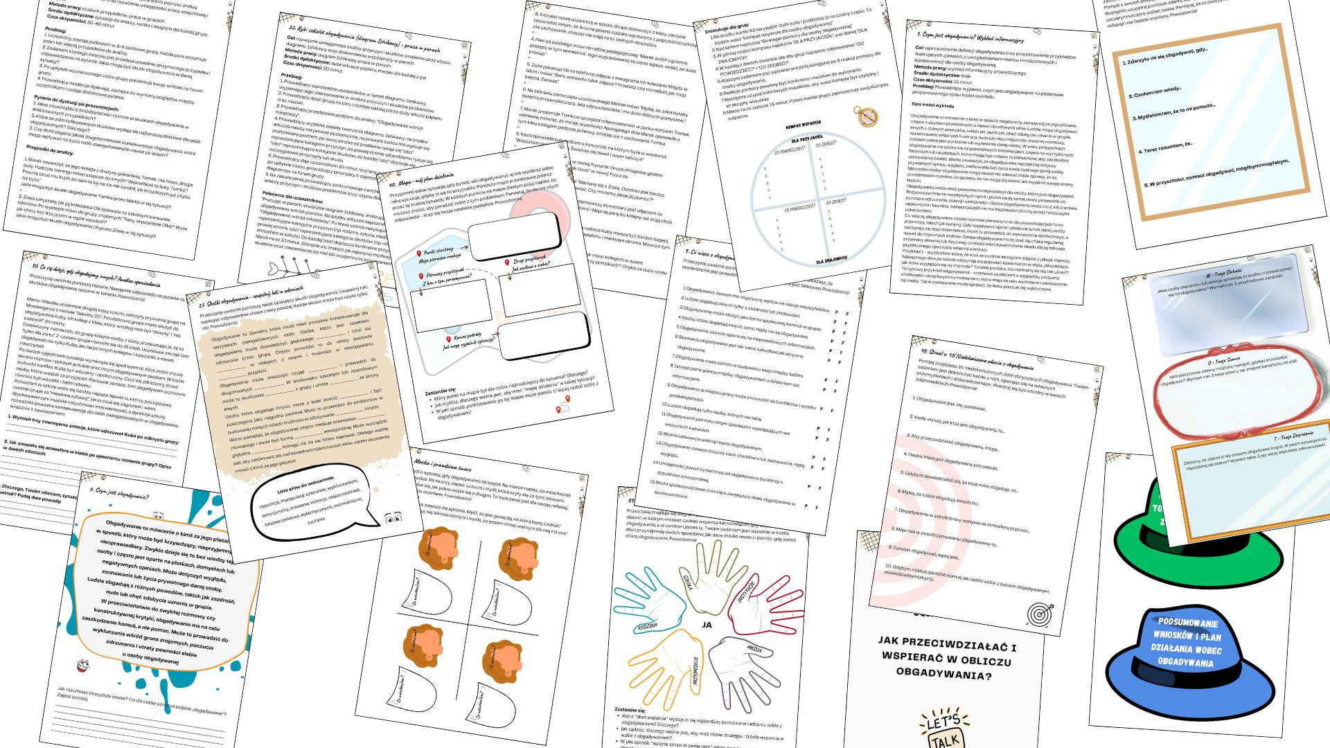 Obgadywanie – scenariusze. 50 aktywności: 25 ćwiczeń grupowych i 25 kart pracy dla młodzieży 10–18 lat przykładowe strony